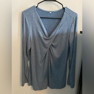 Long Sleeve V-Neck Twist Front Blouse